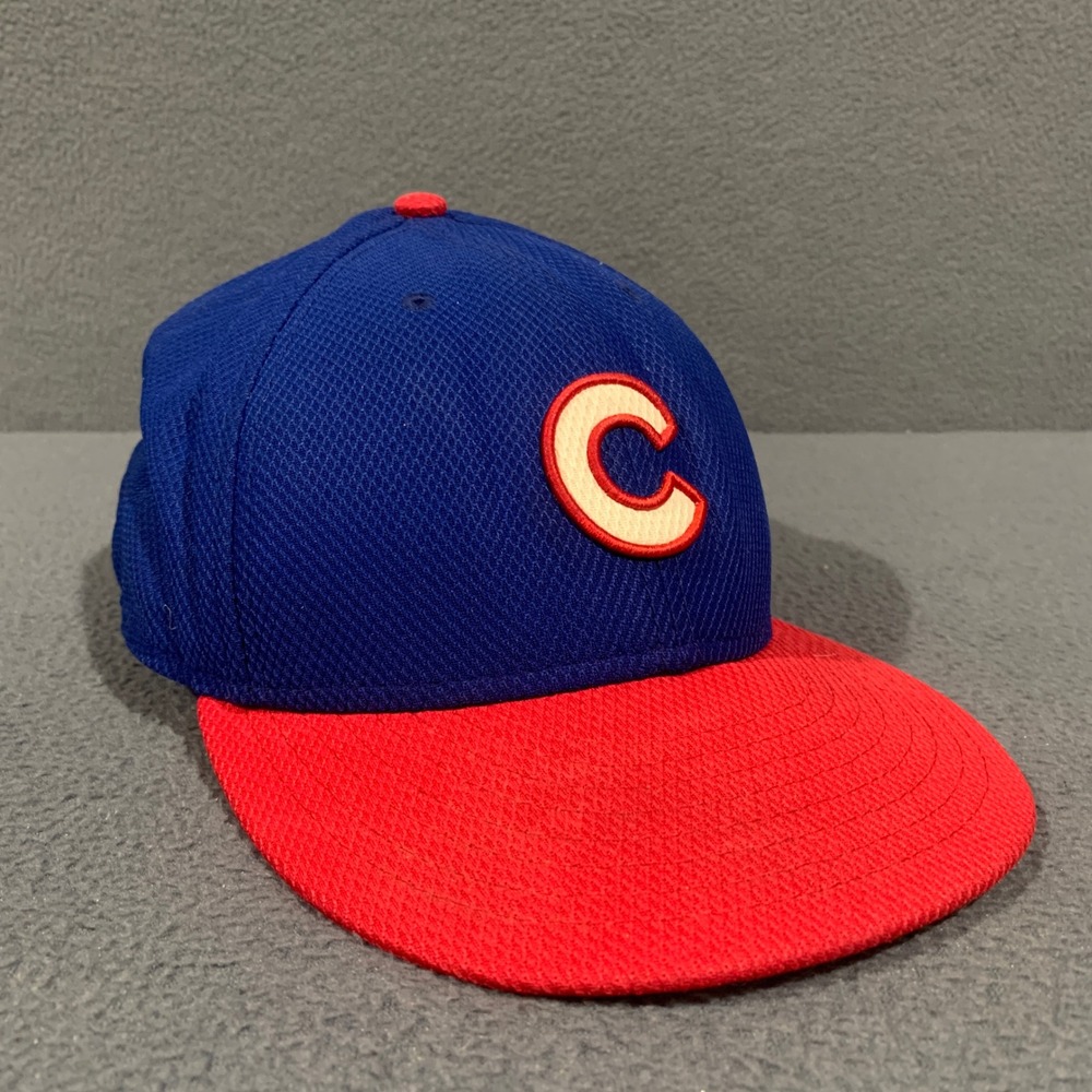 New Era Chicago Cubs Hat Mens Size 8 Blue Red 59FIFTY Low Crown Fitted MLB Cap